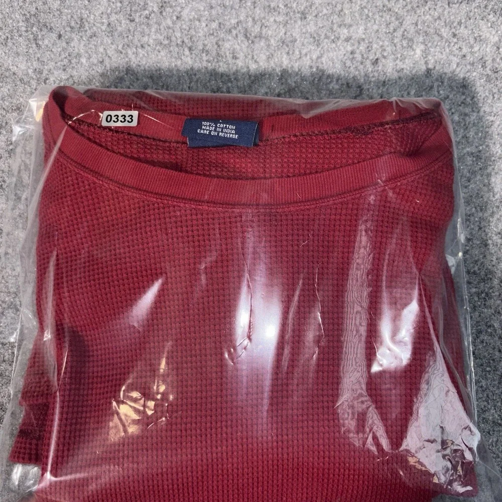 Polo Ralph Lauren Men's  Shirt Large Red‎ Waffle Knit Thermal Long Sleeve Cotton